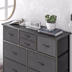 HOMCOM Bedroom Chest of Drawers Fabric Dresser w/ Foldable Drawers Black - Additional view 7