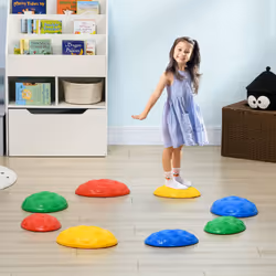 ZONEKIZ 8PCs Balance River Stones w/ Non-Slip Mats for Ages 3-8 Years