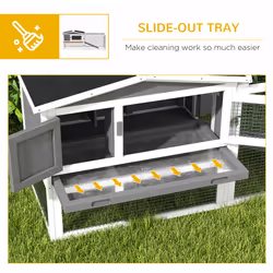 PawHut Wooden Rabbit Hutch Guinea Pig Run w/ Ramp and Removable Tray Outdoor - Additional view 4