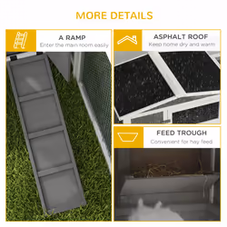 PawHut Wooden Rabbit Hutch Guinea Pig Run w/ Ramp and Removable Tray Outdoor - Additional view 5