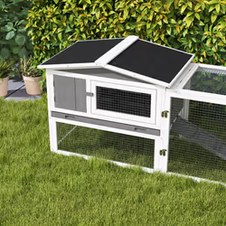 PawHut Wooden Rabbit Hutch Guinea Pig Run w/ Ramp and Removable Tray Outdoor - Additional view 7
