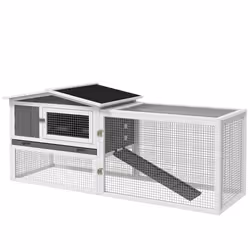 PawHut Wooden Rabbit Hutch Guinea Pig Run w/ Ramp and Removable Tray Outdoor - Additional view 8