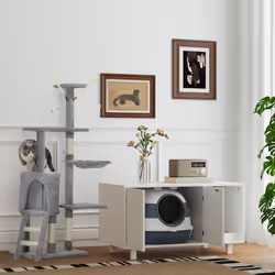 PawHut Cat Tree Kitty Activity Centre Scratching Post With Toys 5-tier Grey