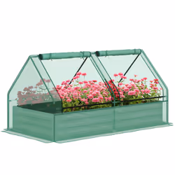 Outsunny Raised Garden Bed Planter Box with Greenhouse, Green and Dark Grey - Additional view 8