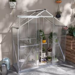 Outsunny 6 x 2.5ft Polycarbonate Greenhouse Aluminium Green House, Silver