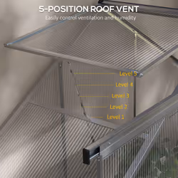 Outsunny 6 x 2.5ft Polycarbonate Greenhouse Aluminium Green House, Silver - Additional view 5
