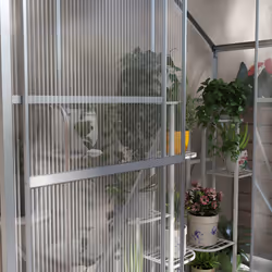Outsunny 6 x 2.5ft Polycarbonate Greenhouse Aluminium Green House, Silver - Additional view 7