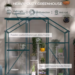 Outsunny 6 x 2.5ft Polycarbonate Greenhouse Aluminium Green House, Green