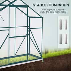Outsunny 6 x 2.5ft Polycarbonate Greenhouse Aluminium Green House, Green