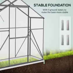 Outsunny 6 x 2.5ft Polycarbonate Greenhouse Aluminium Green House, Dark Grey