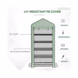 Outsunny Widened Mini Greenhouse 5 Tier Green House, 193H x 90W x 49Dcm, Green - Additional view 4