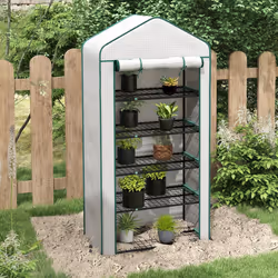 Outsunny Widened Mini Greenhouse 5 Tier Green House, 193H x 90W x 49Dcm, White