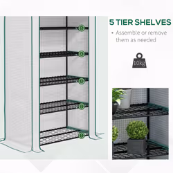 Outsunny Widened Mini Greenhouse 5 Tier Green House, 193H x 90W x 49Dcm, White