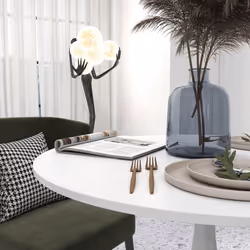 HOMCOM Round Dining Table with Steel Base for Living Room, White - Additional view 4