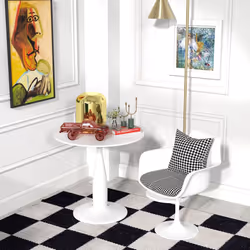 HOMCOM Round Dining Table with Steel Base for Living Room, White - Additional view 6