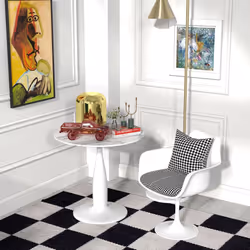 HOMCOM Round Dining Table with Steel Base for Living Room, Marble White - Additional view 6