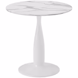 HOMCOM Round Dining Table with Steel Base for Living Room, Marble White - Additional view 8