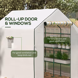 Outsunny Walk-in Outdoor Green House with Door and Mesh Windows, White - Additional view 4