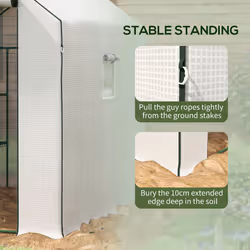 Outsunny Walk-in Outdoor Green House with Door and Mesh Windows, White - Additional view 5