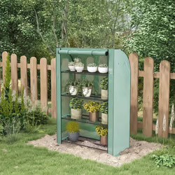 Outsunny Mini Green House with 4 Tier Shelves, 170H x 120W x 50Dcm, Green