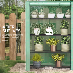 Outsunny Mini Green House with 4 Tier Shelves, 170H x 120W x 50Dcm, Green
