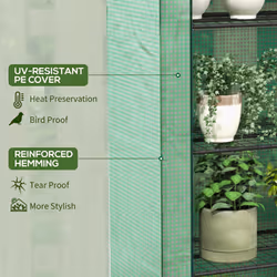 Outsunny Mini Green House with 4 Tier Shelves, 170H x 120W x 50Dcm, Green
