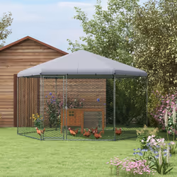 PawHut Walk-in Chicken Run w/ Cover, for 10-15 Chickens, Hens, Rabbits, Ducks