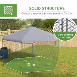 PawHut Walk-in Chicken Run w/ Cover, for 10-15 Chickens, Hens, Rabbits, Ducks - Additional view 4