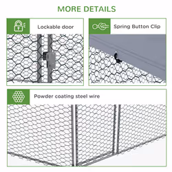 PawHut Walk-in Chicken Run w/ Cover, for 10-15 Chickens, Hens, Rabbits, Ducks - Additional view 5