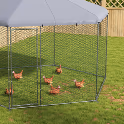 PawHut Walk-in Chicken Run w/ Cover, for 10-15 Chickens, Hens, Rabbits, Ducks - Additional view 6