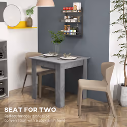 HOMCOM Square Dining Table with Faux Cement Effect for Living Room, Dining Room