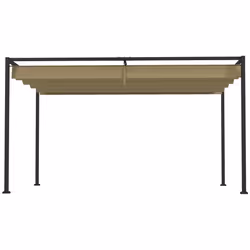 Outsunny 4x3(m) Metal Pergola Gazebo Patio Sunshelter Retractable Canopy Khaki - Additional view 6