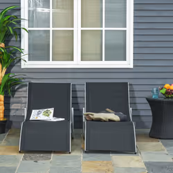 Outsunny Set of 2 Zero Gravity Lounge Chair Recliners Sun Lounger Black