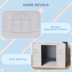 PawHut Weather-Resistant Dog House, Puppy Shelter for Medium Dogs - Grey - Additional view 4