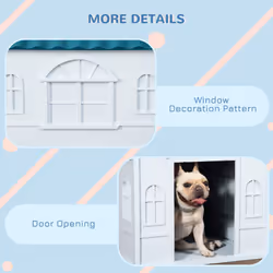 PawHut Weather-Resistant Dog House, Puppy Shelter for Medium Dogs - Blue - Additional view 5