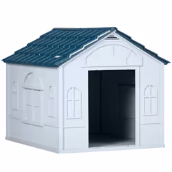 PawHut Weather-Resistant Dog House, Puppy Shelter for Medium Dogs - Blue - Additional view 8