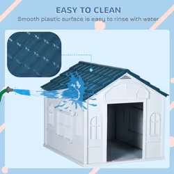 PawHut Weather-Resistant Dog House, Puppy Shelter for Large Dogs - Blue
