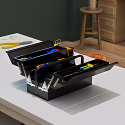 DURHAND 3 Tier Metal Toolbox with 5 Tray Carry Handle 45cmx20cmx34.5cm Black - Additional view 4