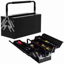 DURHAND 3 Tier Metal Toolbox with 5 Tray Carry Handle 45cmx20cmx34.5cm Black - Additional view 8