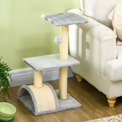 PawHut 72cm Cat Tree Climbing Tower with Sisal Scratching Post - Light Grey - Additional view 6