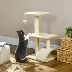 PawHut 72cm Cat Tree Climbing Tower with Sisal Scratching Post - Cream White