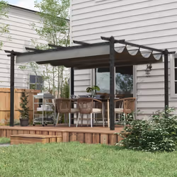 Outsunny 4 x 3(m) Aluminium Pergola Gazebo Garden Shelter w/ Retractable Roof