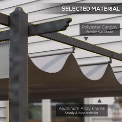 Outsunny 4 x 3(m) Aluminium Pergola Gazebo Garden Shelter w/ Retractable Roof