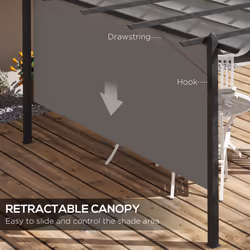 Outsunny 4 x 3(m) Aluminium Pergola Gazebo Garden Shelter w/ Retractable Roof