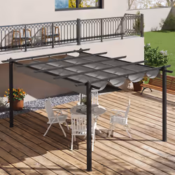 Outsunny 4 x 3(m) Aluminium Pergola Gazebo Garden Shelter w/ Retractable Roof - Additional view 6
