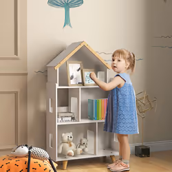 ZONEKIZ 3 Tier Toy Storage Shelf w/ Six Cubes, for Playroom, Bedroom - White