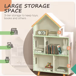 ZONEKIZ 3 Tier Toy Storage Shelf w/ Six Cubes, for Playroom, Bedroom - White
