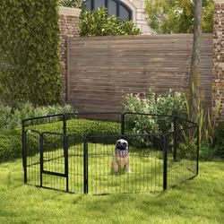 Pawhut Pet Pen Guinea Dog Pig Puppy Playpen Play House Steel Hutch Metal Black