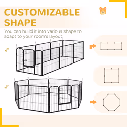 Pawhut Pet Pen Guinea Dog Pig Puppy Playpen Play House Steel Hutch Metal Black