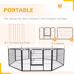 Pawhut Pet Pen Guinea Dog Pig Puppy Playpen Play House Steel Hutch Metal Black - Additional view 5